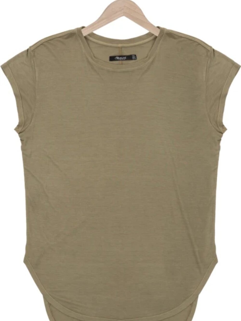 Reese De Luca Olive Cap Sleeve Jersey T-Shirt with Elongated Back/13475